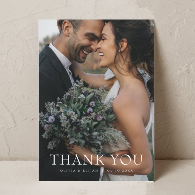Modern Simple Photo Wedding Thank You Card W Note 5\\" x 7\\" Flat Thank You Card