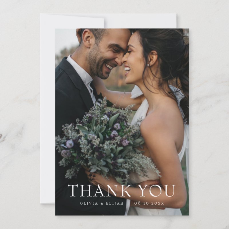 Modern Simple Photo Wedding Thank You Card W Note 5\\" x 7\\" Flat Thank You Card
