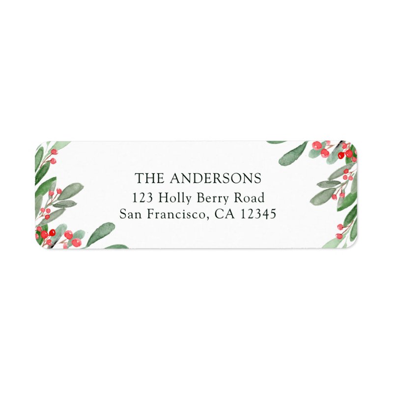 Holly Berry Christmas Holiday Return Address Label Return Address Labels