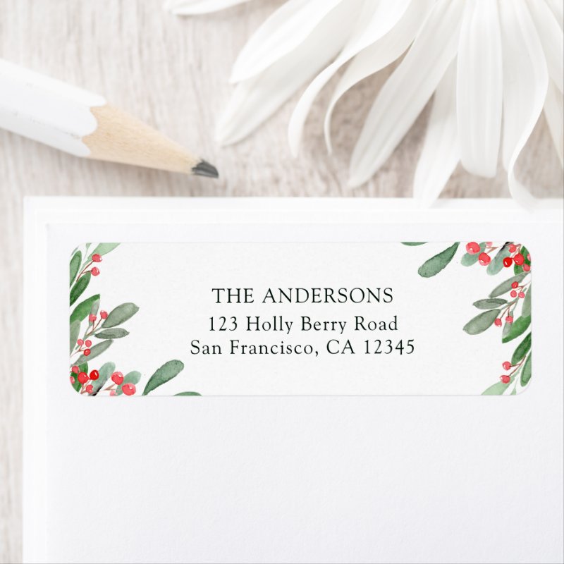 Holly Berry Christmas Holiday Return Address Label Return Address Labels 3 Holly Berry Christmas Holiday Return Address Label Return Address Labels