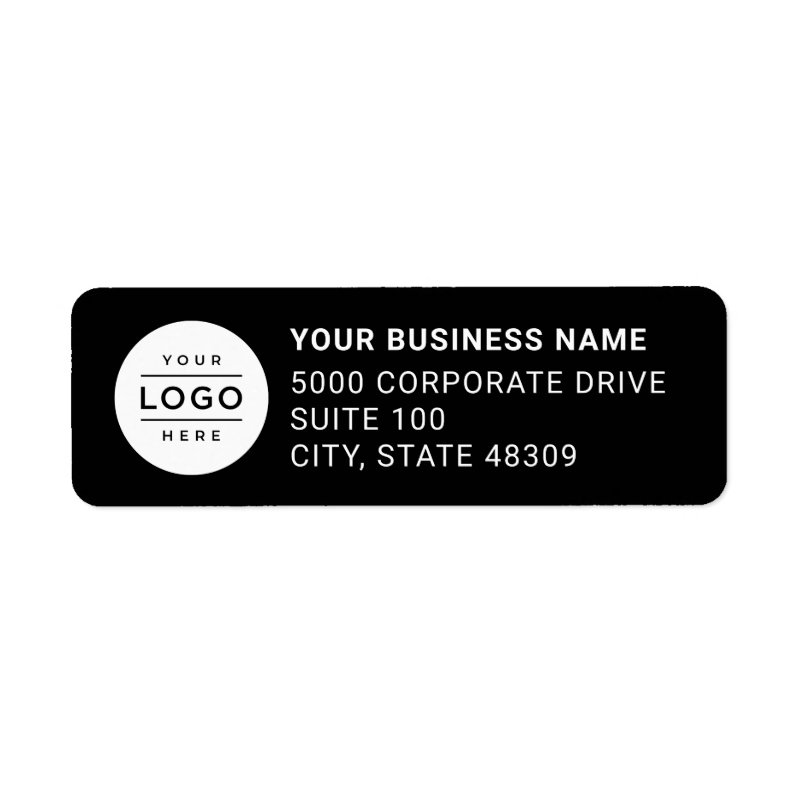 Custom Business Logo Black Company Return Address Label Return Address Labels