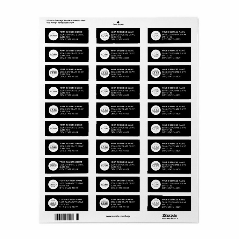 Custom Business Logo Black Company Return Address Label Return Address Labels