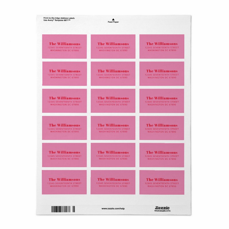 Bold Pink Red Typography Custom Return Address Label Address Labels