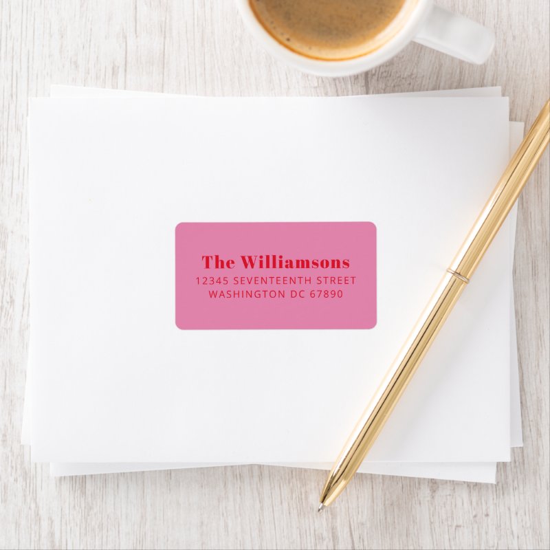 Bold Pink Red Typography Custom Return Address Label Address Labels