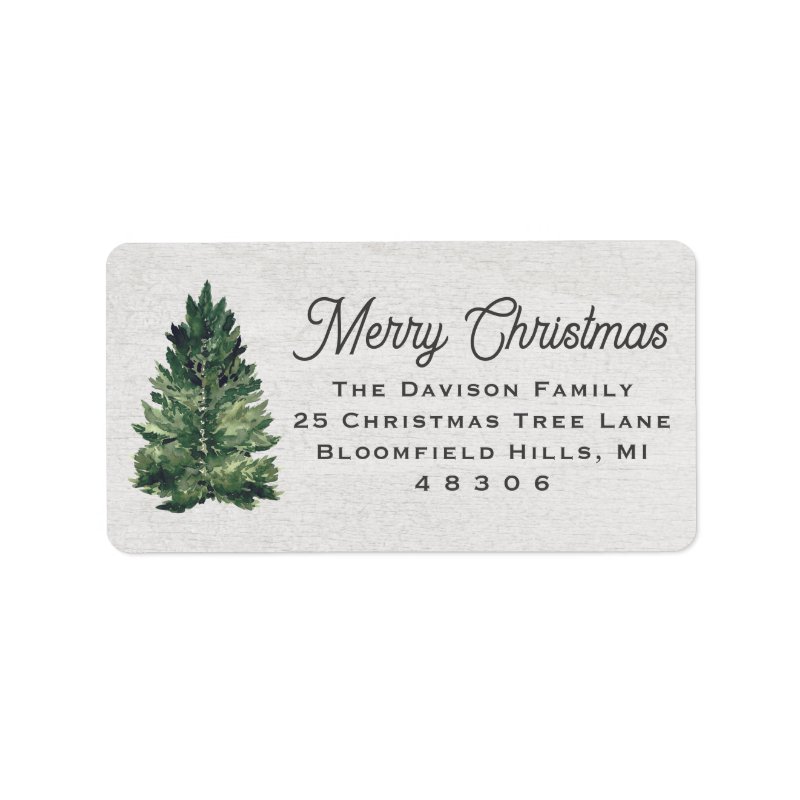 Watercolor Christmas Tree Return Address Label Address Labels