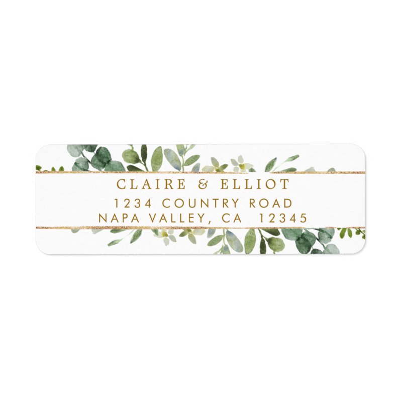 Botanical Gold Greenery Return Address Label Return Address Labels