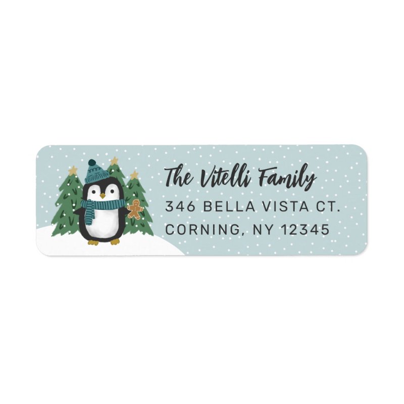 Cute Winter Penguin Christmas Return Address Label Return Address Labels