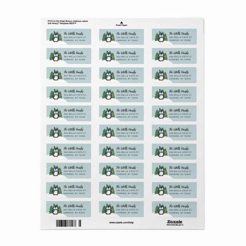 Cute Winter Penguin Christmas Return Address Label Return Address Labels