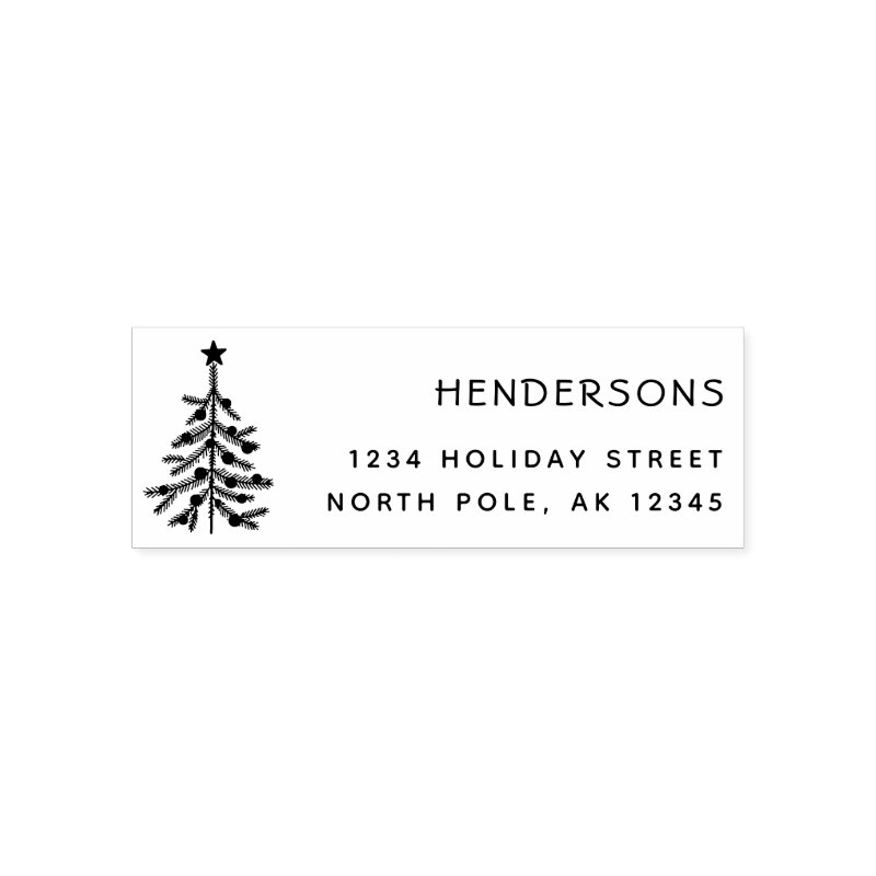 Rustic Christmas Tree Return Address Self-inking Stamp Custom 2.15\\" x 0.78\\" Stamp
