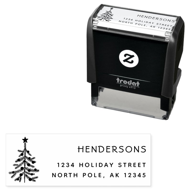 Rustic Christmas Tree Return Address Self-inking Stamp Custom 2.15\" x 0.78\" Stamp 4 Rustic Christmas Tree Return Address Self-inking Stamp Custom 2.15\\" x 0.78\\" Stamp