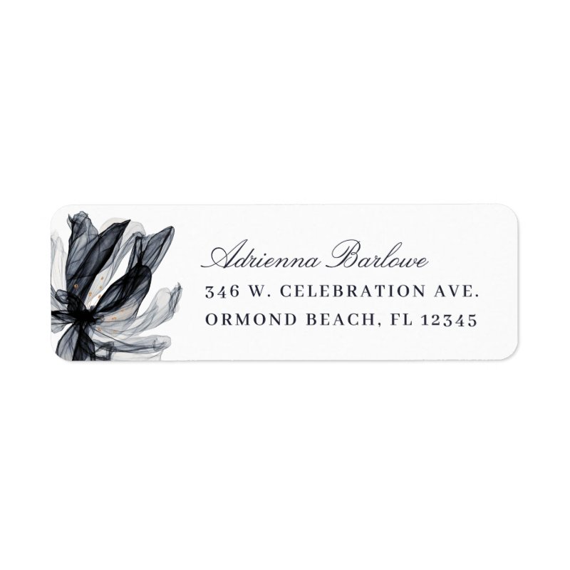 Elegant Smoky Floral Navy Return Address Label Return Address Labels