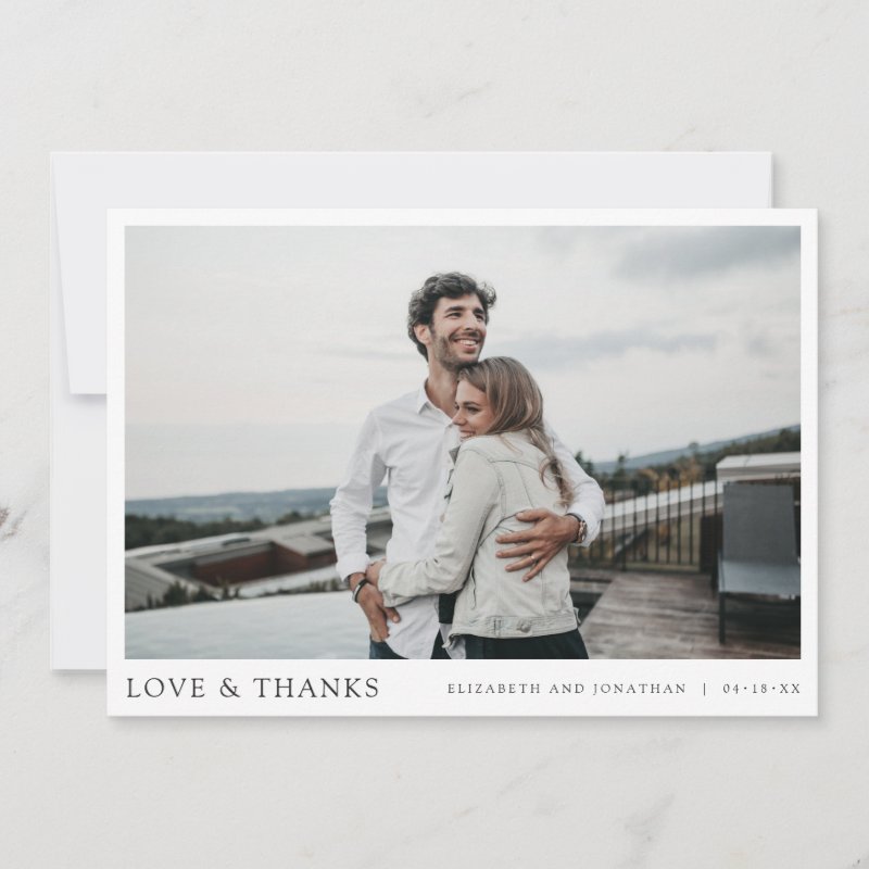 Simple Modern Photo Thank You Wedding Card 5\\" x 7\\" Flat Thank You Card