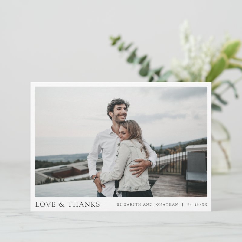 Simple Modern Photo Thank You Wedding Card 5\" x 7\" Flat Thank You Card 3 Simple Modern Photo Thank You Wedding Card 5\\" x 7\\" Flat Thank You Card
