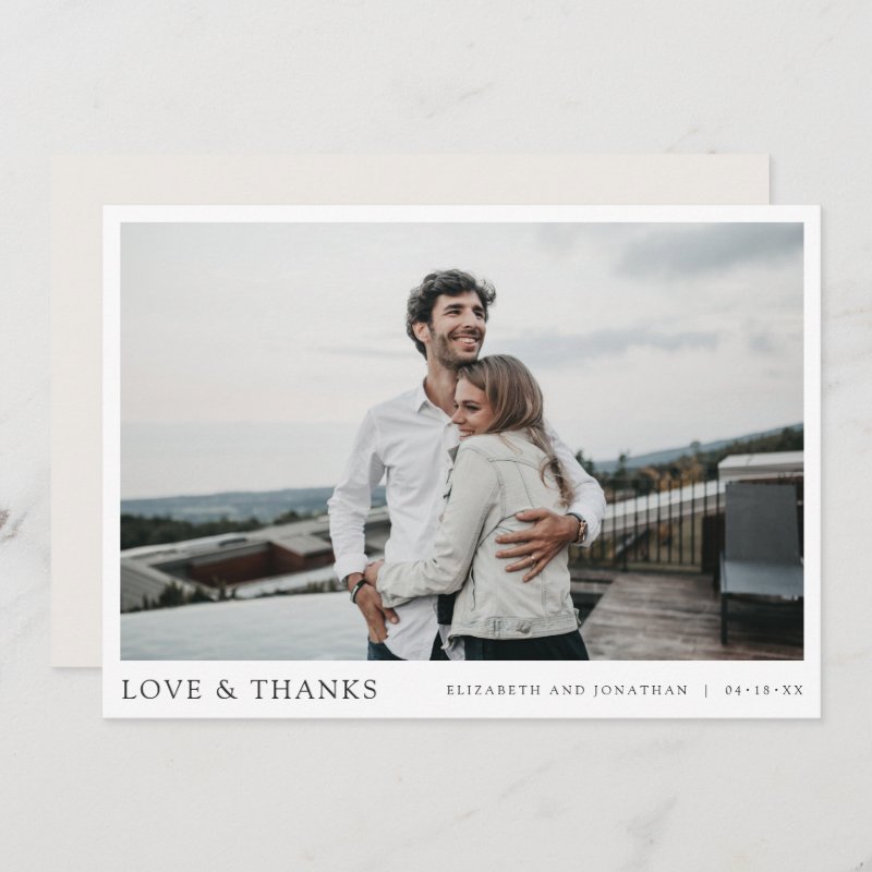 Simple Modern Photo Thank You Wedding Card 5\" x 7\" Flat Thank You Card 4 Simple Modern Photo Thank You Wedding Card 5\\" x 7\\" Flat Thank You Card