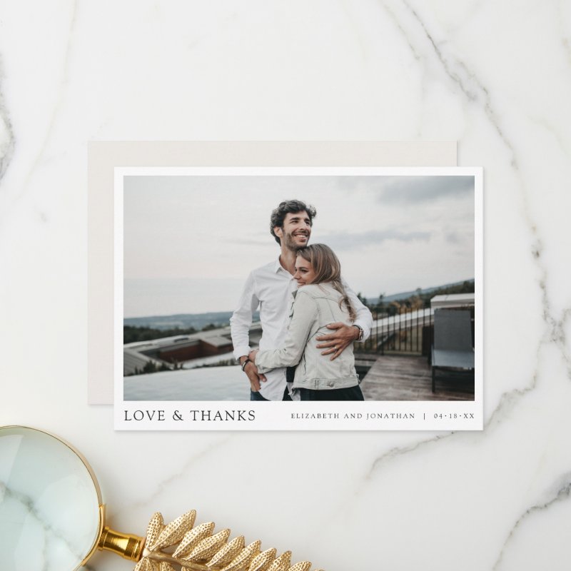 Simple Modern Photo Thank You Wedding Card 5\" x 7\" Flat Thank You Card 5 Simple Modern Photo Thank You Wedding Card 5\\" x 7\\" Flat Thank You Card