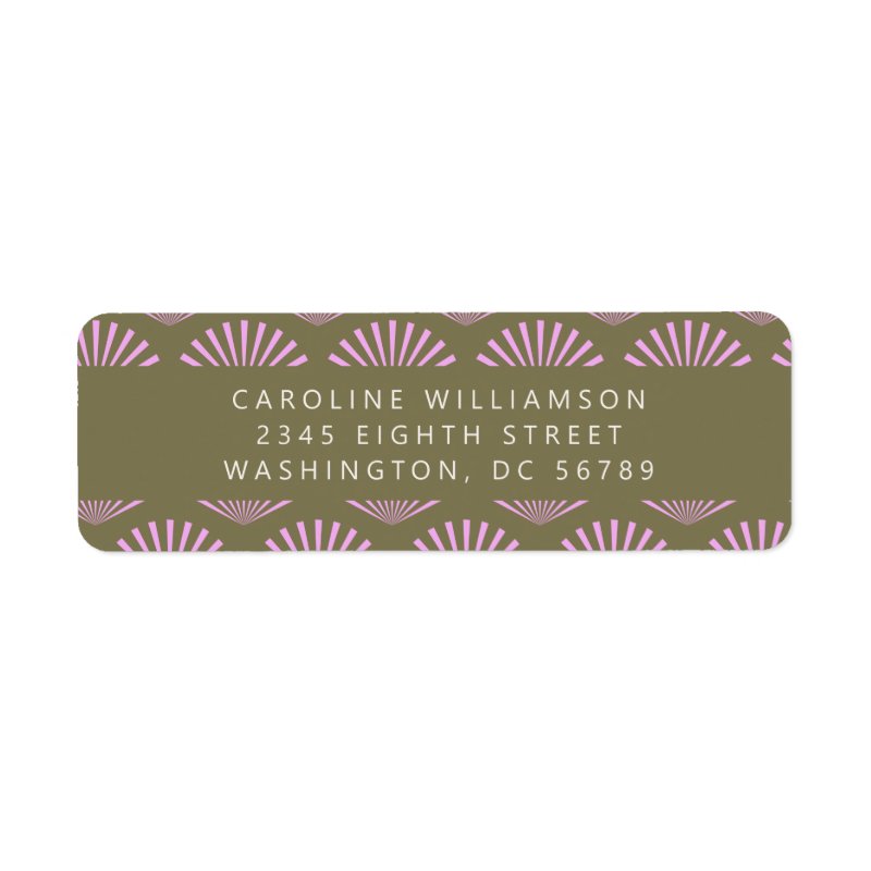 Art Deco Fans Olive Lilac Shower Return Address Label Return Address Labels