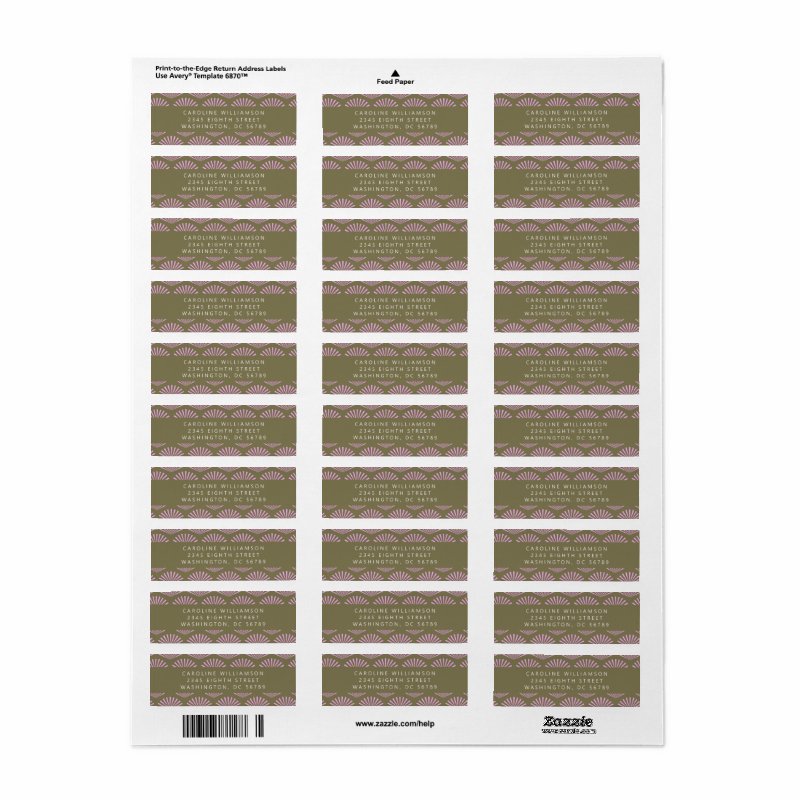 Art Deco Fans Olive Lilac Shower Return Address Label Return Address Labels