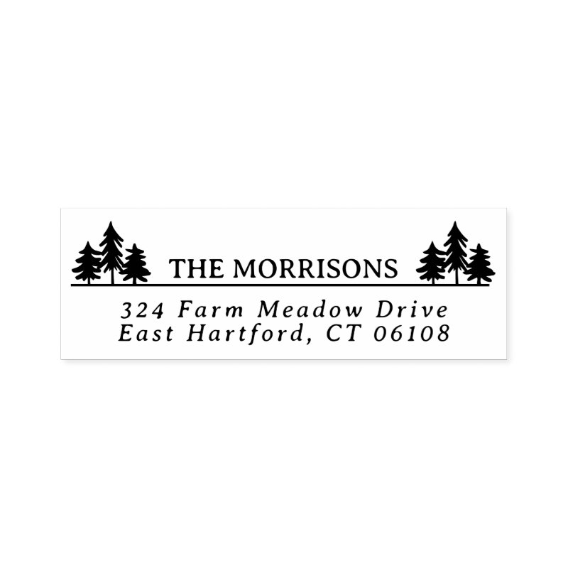 Spruces Rustic Name & Return Address Self-inking Stamp Custom 2.65\\" x 0.9\\" Stamp