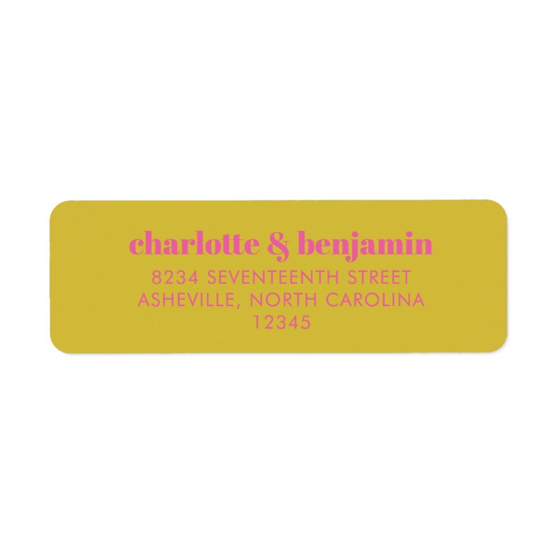 Bold Bright Pink Yellow Couple Return Address Label Return Address Labels