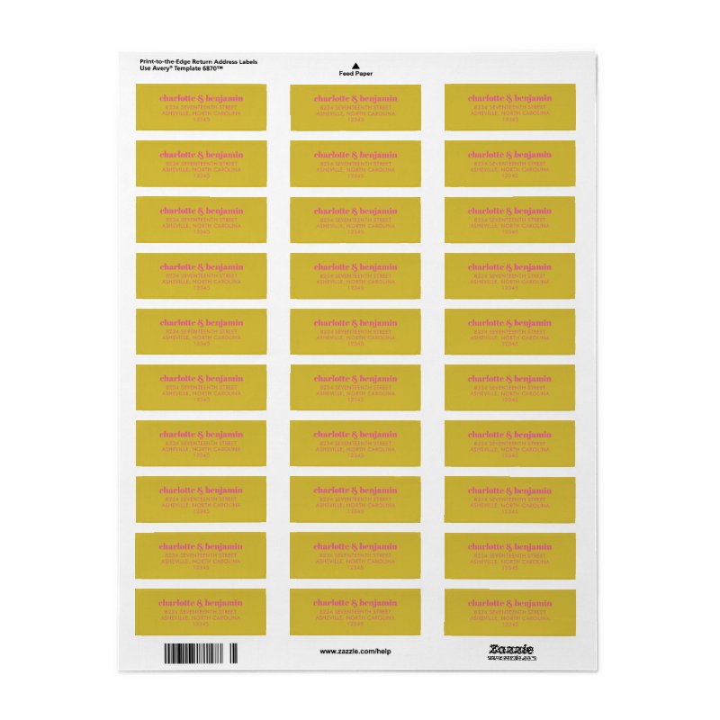 Bold Bright Pink Yellow Couple Return Address Label Return Address Labels