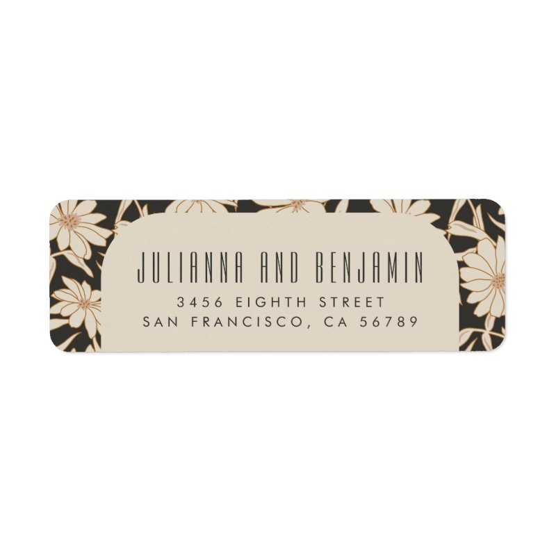 Boho Modern Botanical Black Ivory Return Address Label Return Address Labels
