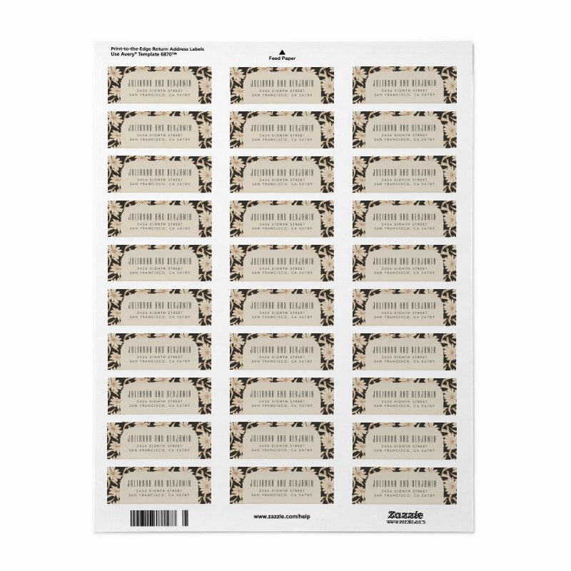 Boho Modern Botanical Black Ivory Return Address Label Return Address Labels