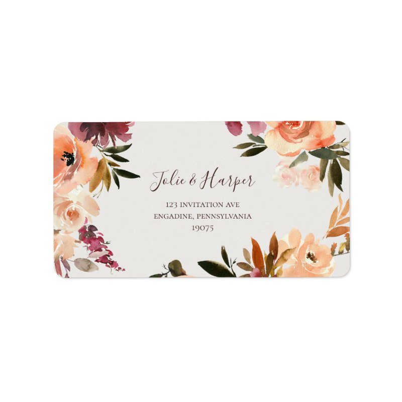 Burgundy Orange Floral | Beige RSVP Address labels Address Labels 3 Burgundy Orange Floral | Beige RSVP Address labels Address Labels