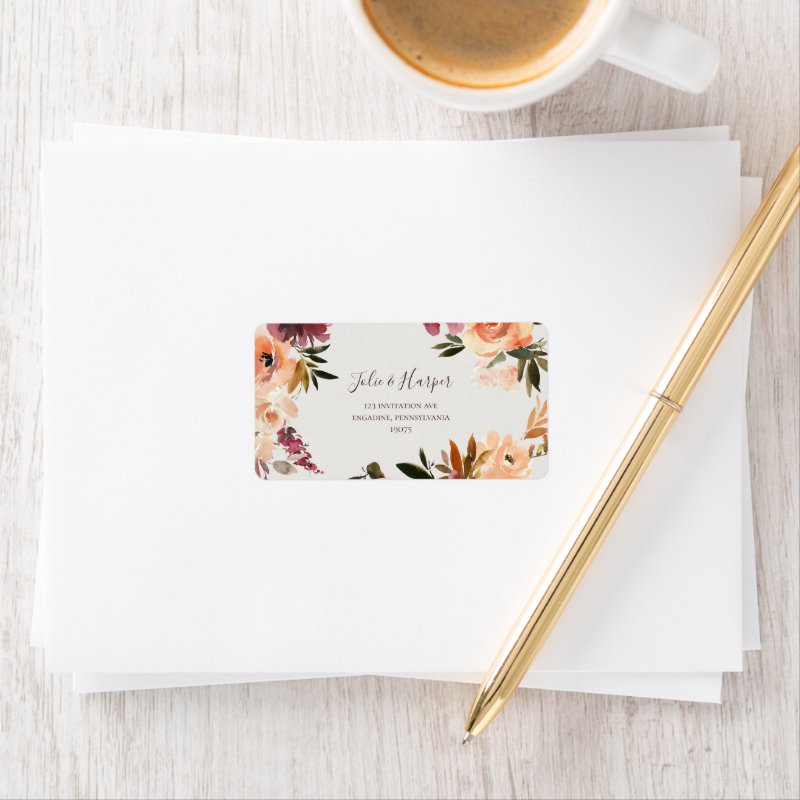 Burgundy Orange Floral | Beige RSVP Address labels Address Labels 5 Burgundy Orange Floral | Beige RSVP Address labels Address Labels