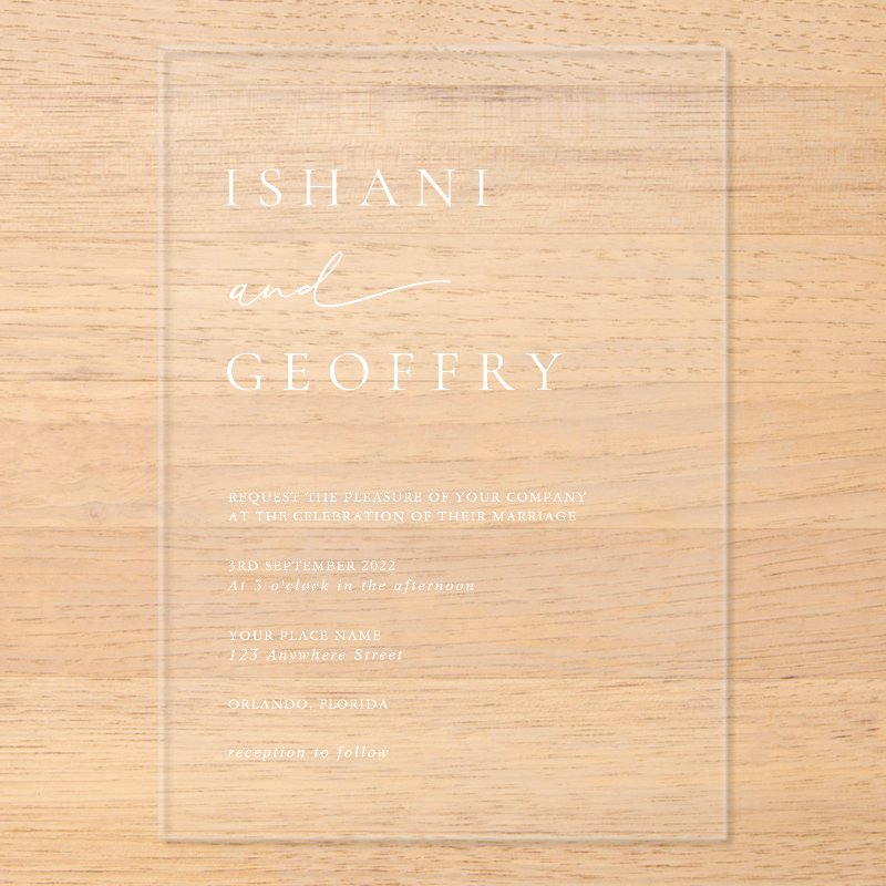Simple Elegant Minimalist Transparent Wedding Acrylic Invitations Acrylic Invitation, Size: 5\\" x 7\\