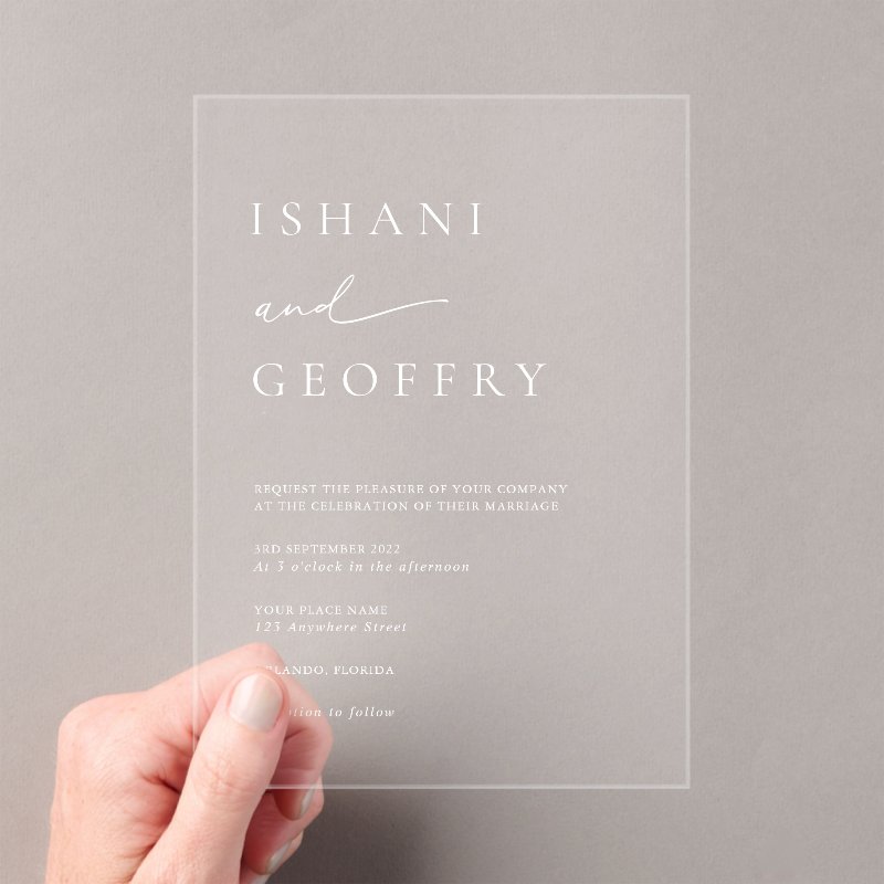 Simple Elegant Minimalist Transparent Wedding Acrylic Invitations Acrylic Invitation, Size: 5\" x 7\ 3 Simple Elegant Minimalist Transparent Wedding Acrylic Invitations Acrylic Invitation, Size: 5\\" x 7\\
