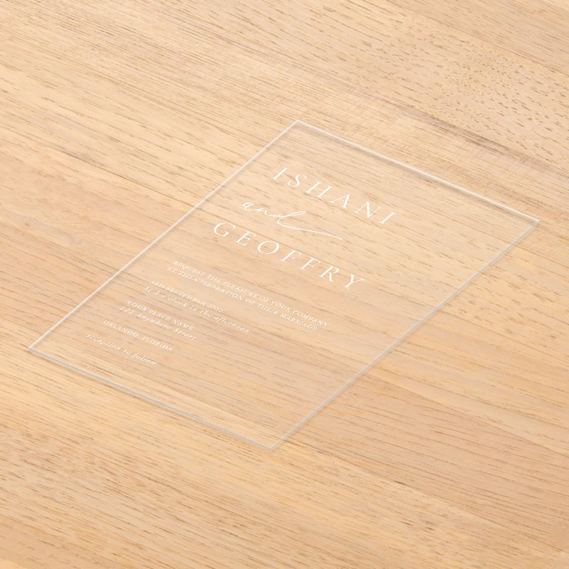 Simple Elegant Minimalist Transparent Wedding Acrylic Invitations Acrylic Invitation, Size: 5\" x 7\ 4 Simple Elegant Minimalist Transparent Wedding Acrylic Invitations Acrylic Invitation, Size: 5\\" x 7\\