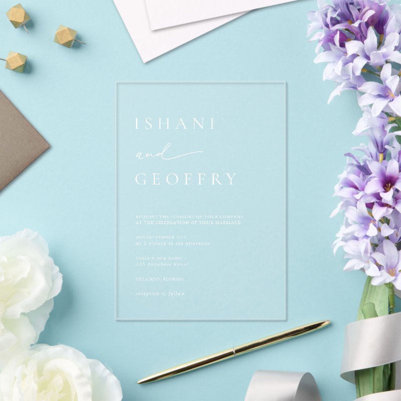 Simple Elegant Minimalist Transparent Wedding Acrylic Invitations Acrylic Invitation, Size: 5\" x 7\ 5 Simple Elegant Minimalist Transparent Wedding Acrylic Invitations Acrylic Invitation, Size: 5\\" x 7\\