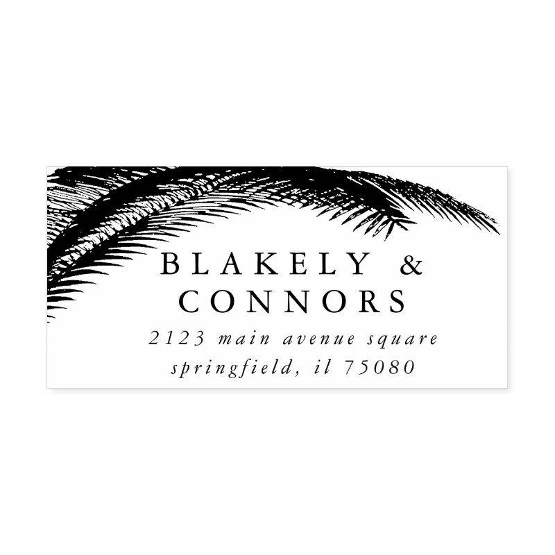 Elegant Modern Botanical Greenery Wedding Rubber Stamp Custom 1.5\\" x 3\\" Rubber Stamp, Ink Pad Color = None, Orientation = Horizontal, Handle = No Handle