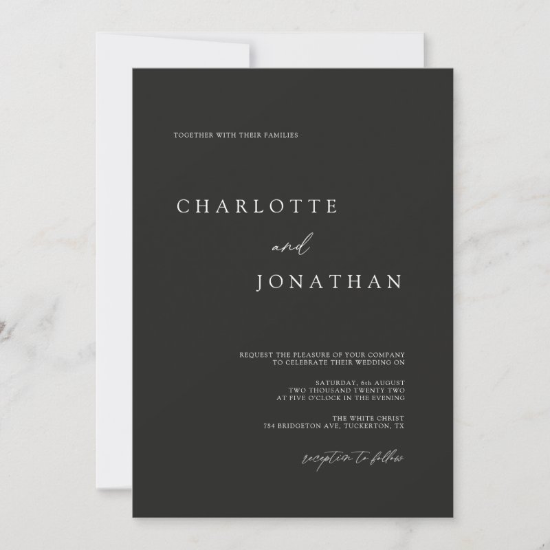 Elegant Modern Black Photo Classic Wedding Invitation Flat Invitation, Size: 5\" x 7\ 3 Elegant Modern Black Photo Classic Wedding Invitation Flat Invitation, Size: 5\\" x 7\\