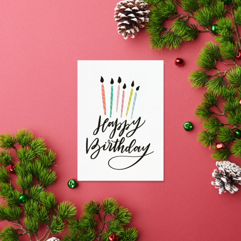 Colorful Candles Happy Birthday Foil Greeting Card 5 x 7 Foil Folded Greeting Card , Color: Gold, Media: Premium White