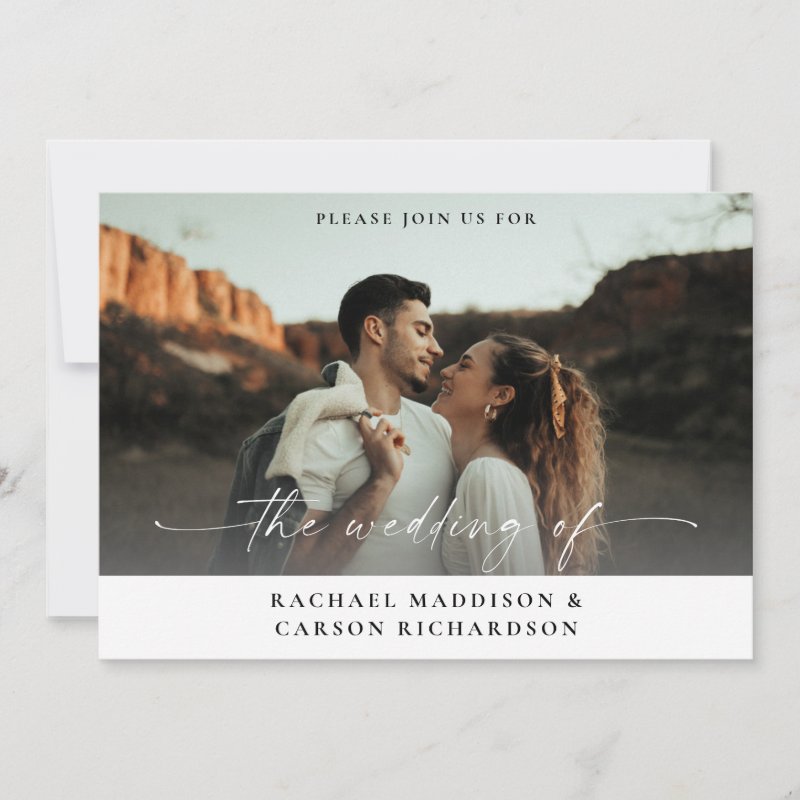 Photo & Calligraphy 3BF Mod Horizontal Wedding Inv Invitation Flat Invitation, Size: 5\\" x 7\\