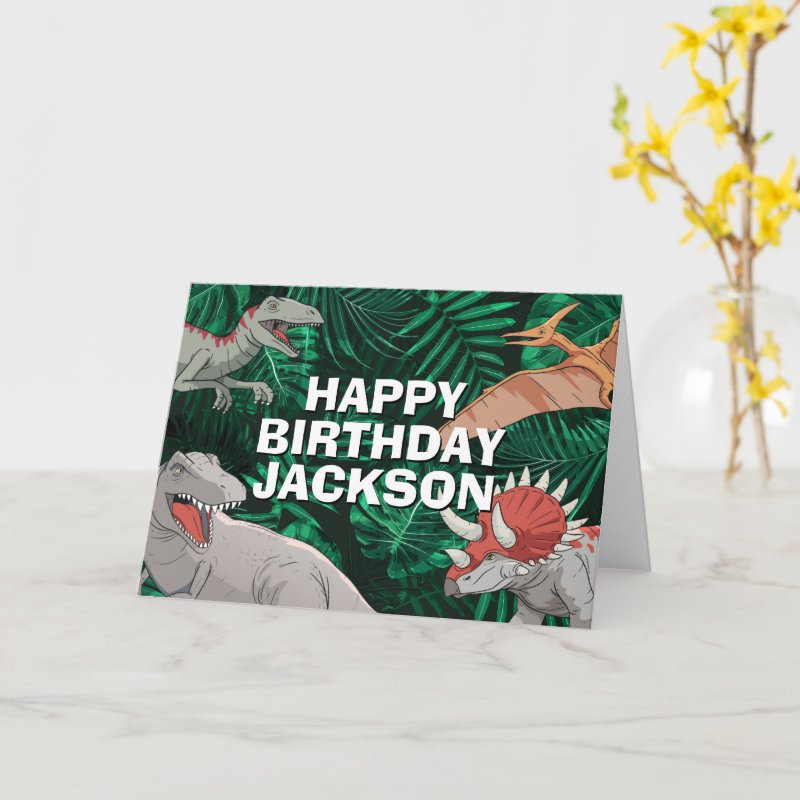 Dinosaur Kids Dino Jurassic Trex Boy Birthday Card Custom Folded Greeting Card, Size: Standard, 5\" x 7\ 3 Dinosaur Kids Dino Jurassic Trex Boy Birthday Card Custom Folded Greeting Card, Size: Standard, 5\\" x 7\\