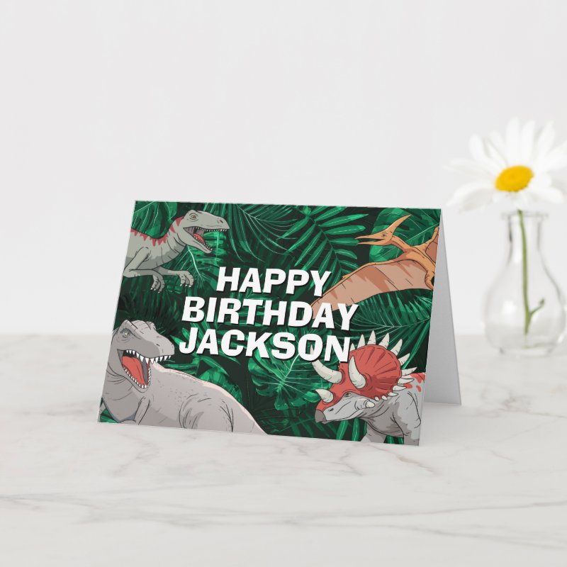 Dinosaur Kids Dino Jurassic Trex Boy Birthday Card Custom Folded Greeting Card, Size: Standard, 5\" x 7\ 5 Dinosaur Kids Dino Jurassic Trex Boy Birthday Card Custom Folded Greeting Card, Size: Standard, 5\\" x 7\\