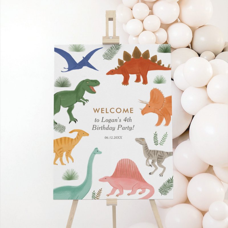 Dinosaur Birthday Party Thank You Card Custom Folded Thank You Card, Size: Small, 4\\" x 5.6\\
