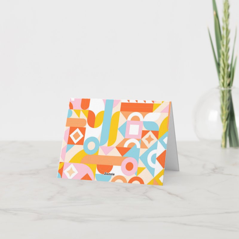 Funky Modern Orange Tiny Human Shindig Baby Shower Thank You Card Custom Folded Thank You Card, Size: Small, 4\\" x 5.6\\