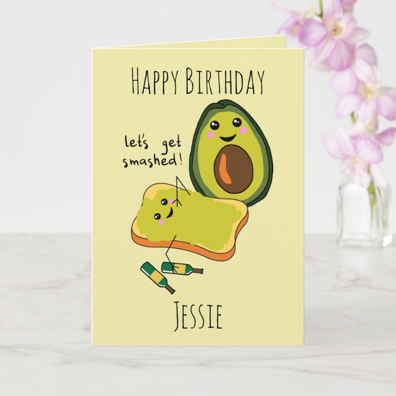 Funny Birthday Let's Get Smashed Avocado Friends Card Custom Folded Greeting Card, Size: Standard, 5\" x 7\ 4 Funny Birthday Let\'s Get Smashed Avocado Friends Card Custom Folded Greeting Card, Size: Standard, 5\\" x 7\\
