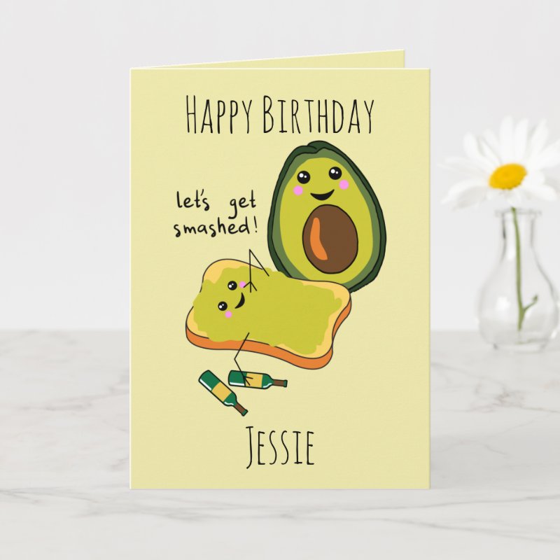 Funny Birthday Let's Get Smashed Avocado Friends Card Custom Folded Greeting Card, Size: Standard, 5\" x 7\ 5 Funny Birthday Let\'s Get Smashed Avocado Friends Card Custom Folded Greeting Card, Size: Standard, 5\\" x 7\\