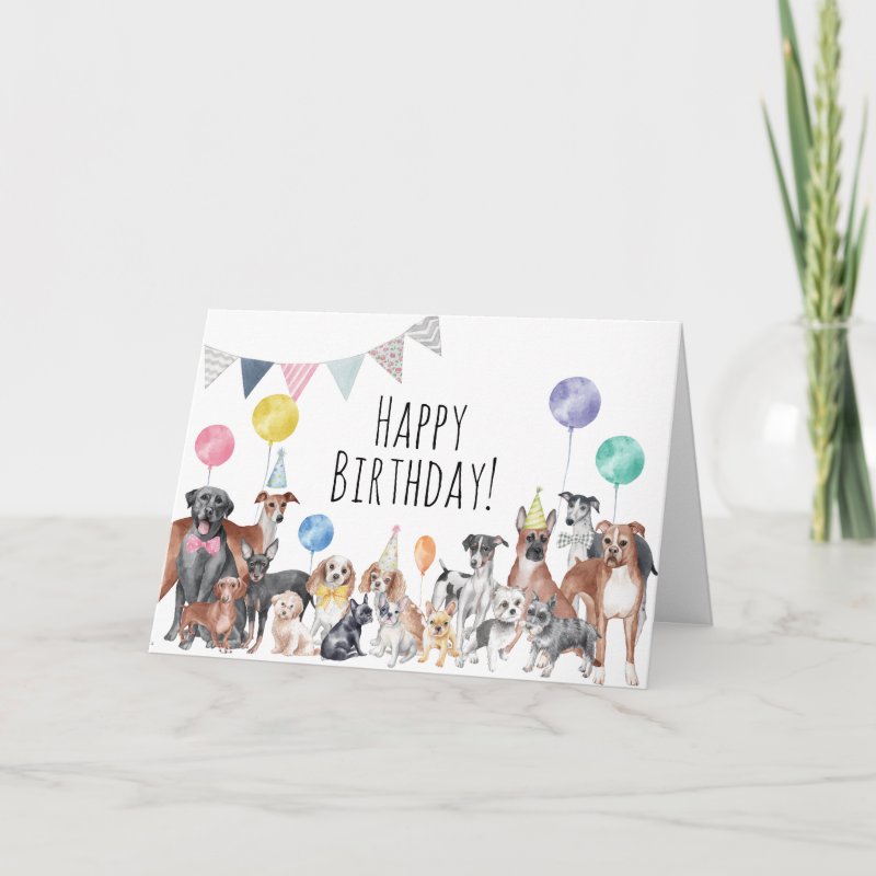 Cute Colorful Dog Happy Birthday Card Custom Folded Greeting Card, Size: Standard, 5\\" x 7\\