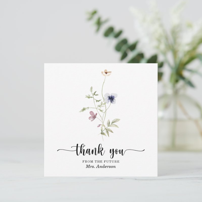 Wildflower Bridal Shower Thank You Card 5.25\\" x 5.25\\" Flat Thank You Card