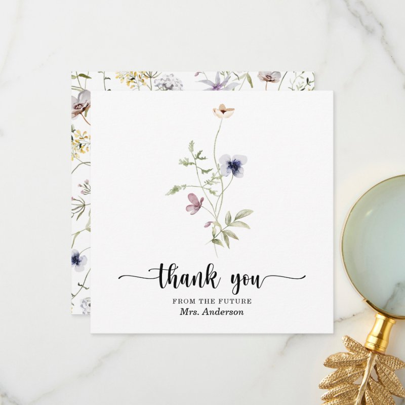 Wildflower Bridal Shower Thank You Card 5.25\\" x 5.25\\" Flat Thank You Card