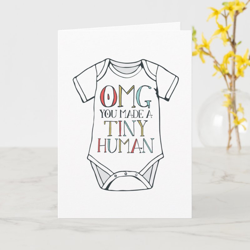 OMG You Made A Tiny Human Card Custom Folded Greeting Card, Size: Standard, 5\" x 7\ 4 OMG You Made A Tiny Human Card Custom Folded Greeting Card, Size: Standard, 5\\" x 7\\