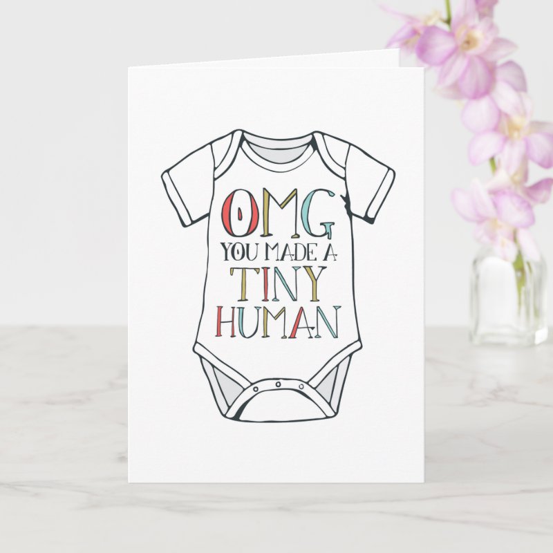 OMG You Made A Tiny Human Card Custom Folded Greeting Card, Size: Standard, 5\" x 7\ 5 OMG You Made A Tiny Human Card Custom Folded Greeting Card, Size: Standard, 5\\" x 7\\