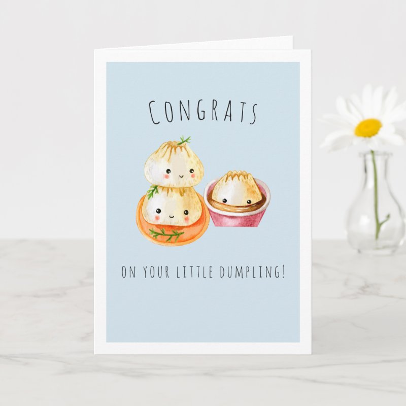 Congrats on Your Little Dumpling | New Baby Card Custom Folded Greeting Card, Size: Standard, 5\" x 7\ 5 Congrats on Your Little Dumpling | New Baby Card Custom Folded Greeting Card, Size: Standard, 5\\" x 7\\