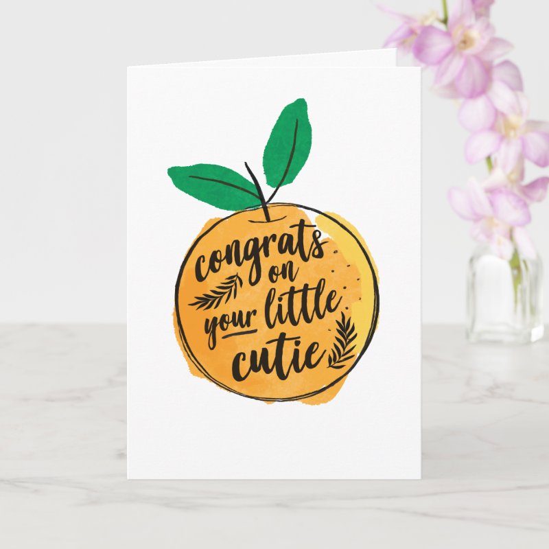 Congrats on Your Little Cutie Baby Shower Card Custom Folded Greeting Card, Size: Standard, 5\" x 7\ 4 Congrats on Your Little Cutie Baby Shower Card Custom Folded Greeting Card, Size: Standard, 5\\" x 7\\