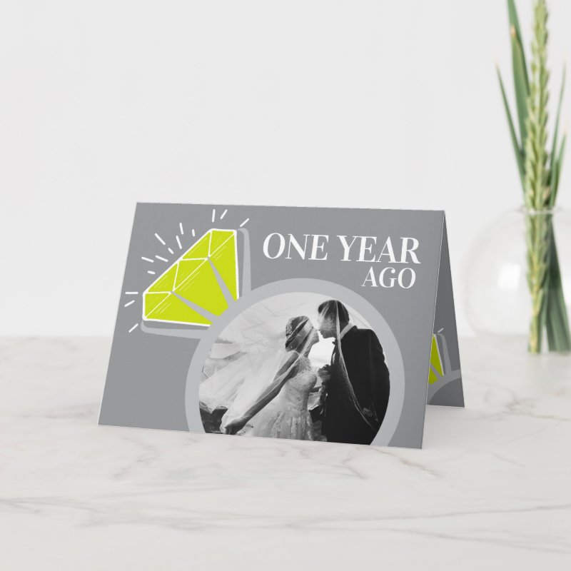 1st wedding anniversary peridot now then photo card Custom Folded Greeting Card, Size: Standard, 5\\" x 7\\